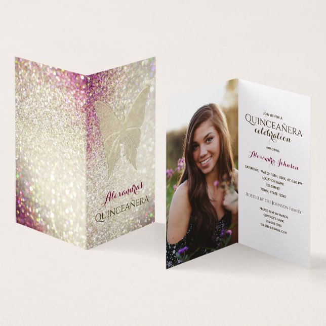 Invitation de fête de quinceañera avec photo (Inside and Outside)