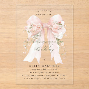Invitation de fête de Quinceanera Rose Florale Rub