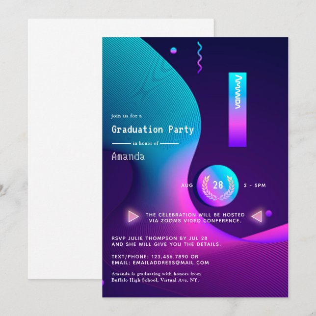 Invitation de fête de remise de diplômes Geometric (Devant / Derrière)