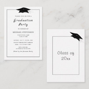 Invitation de fête de remise de diplômes noir et b