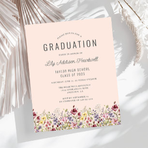 Invitation de fête de remise de diplômes Rose Pâle