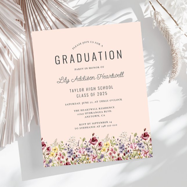 Invitation de fête de remise de diplômes Rose Pâle (Créateur téléchargé)