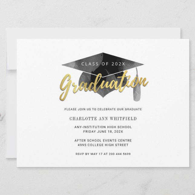 Invitation de fête de remise de diplômes Simple Mo (Devant)