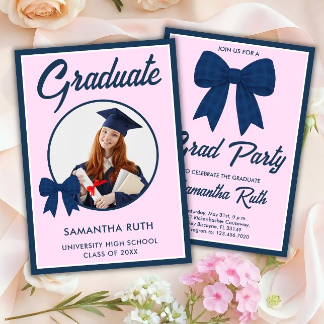 Invitation de fête de remise des diplômes avec nœu (Créateur téléchargé)