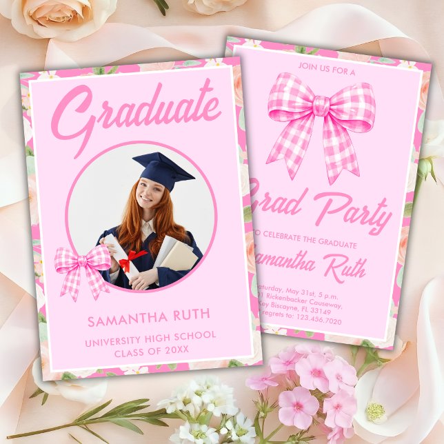 Invitation de fête de remise des diplômes avec nœu (Créateur téléchargé)