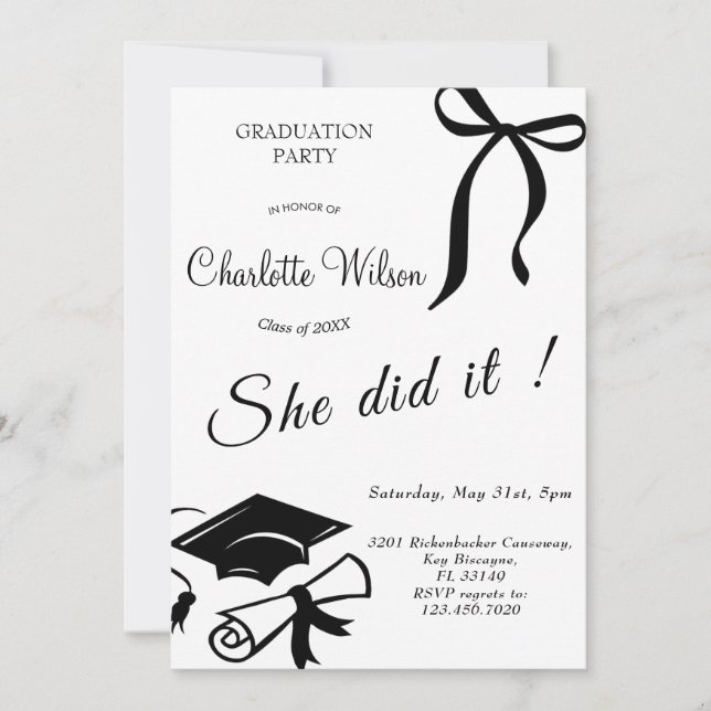 Invitation de fête de remise des diplômes avec un  (Devant)