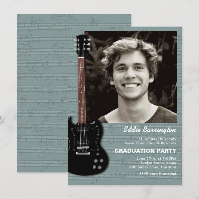 Invitation de fête de remise des diplômes de guita (Devant / Derrière)