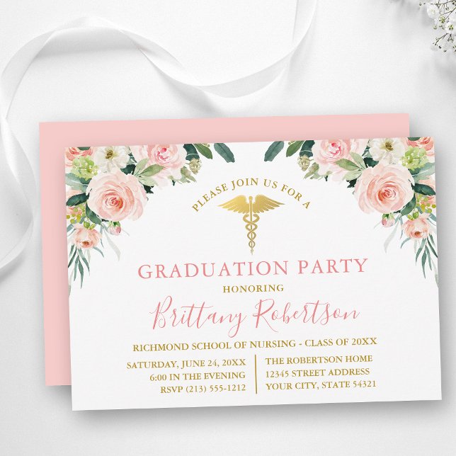 Invitation de fête de remise des diplômes de médec (Customize to change text size, color, style or to change color of back of card.)