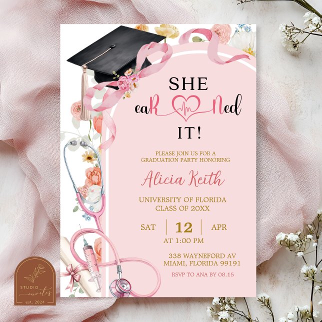 Invitation de fête de remise des diplômes de print (Créateur téléchargé)