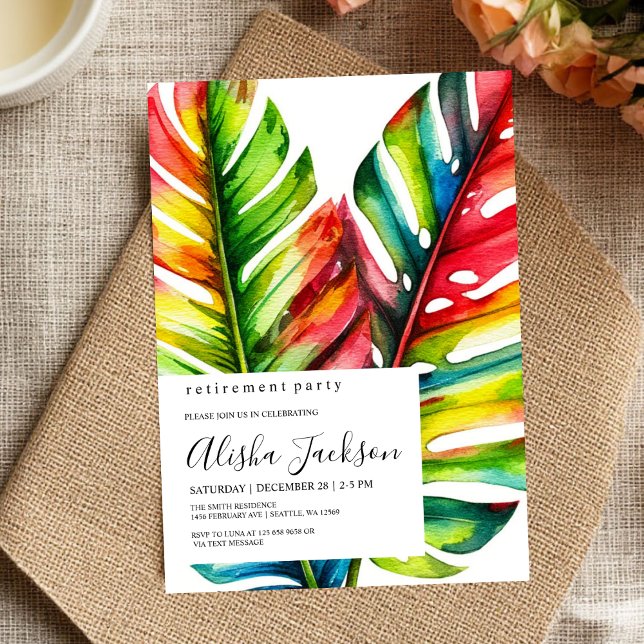 Invitation de fête de retraite aux feuilles de pal (Créateur téléchargé)