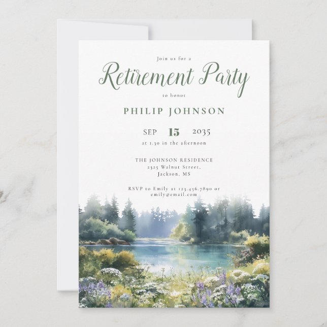 Invitation de fête de retraite aux fleurs sauvages (Devant)