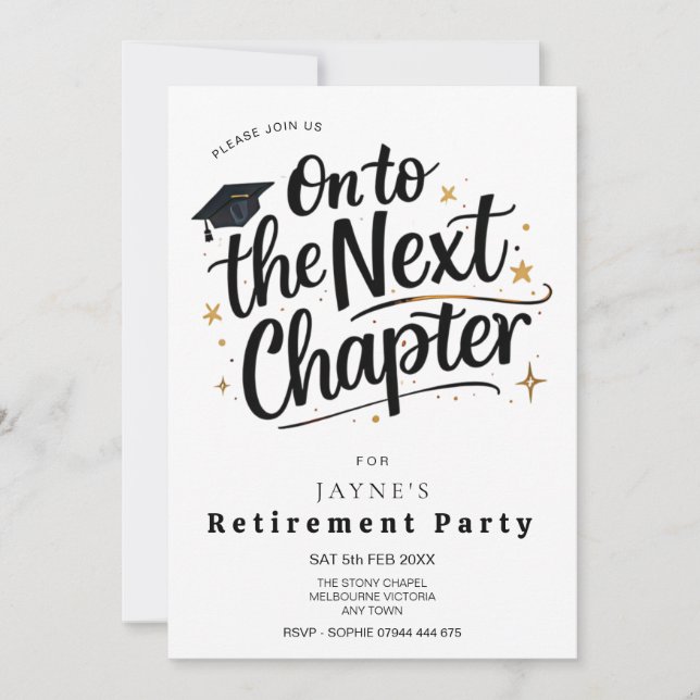 Invitation de fête de retraite Chapitre suivant No (Devant)