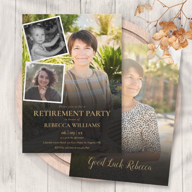 Invitation de fête de retraite en collage photo (Créateur téléchargé)