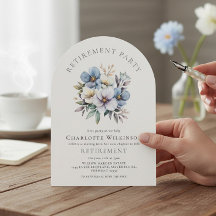 Invitation de fête de retraite sous une arche flor