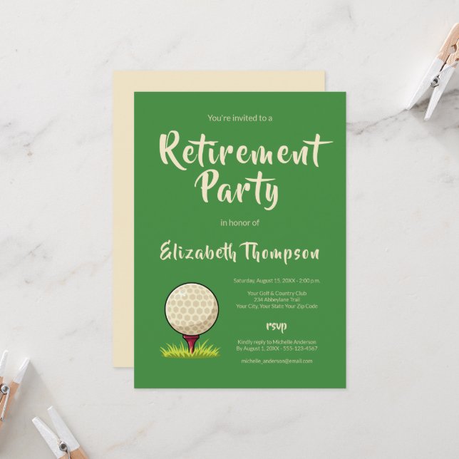 Invitation de fête de retraite sur le thème de gol (Devant/Arrière en situation)