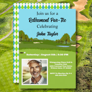 Invitation de fête de retraite sur un terrain de g