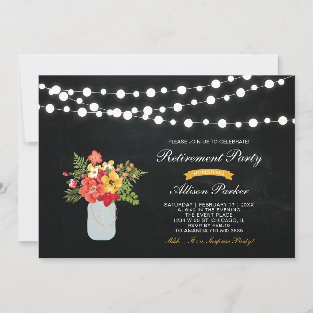 Invitation de fête de retraite surprise sur tablea (Devant)