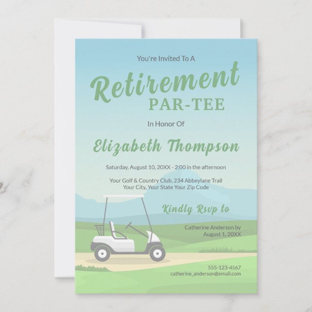 Invitation de fête de retraite verte sur le thème  (Devant)