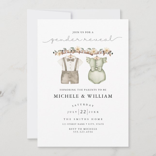 Invitation de fête de révélation du sexe Boho à l' (Devant)