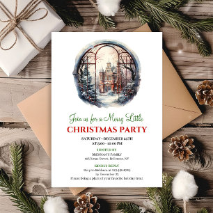 Invitation de fête de scène de Noël à l'aquarelle