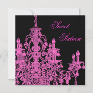 Invitation de fête de seize ans avec lustre rose v
