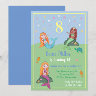Invitation de fête de sirène personnalisable