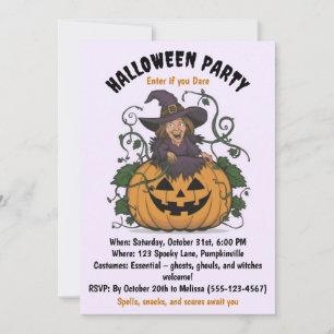 Invitation de fête de sorcière d'Halloween