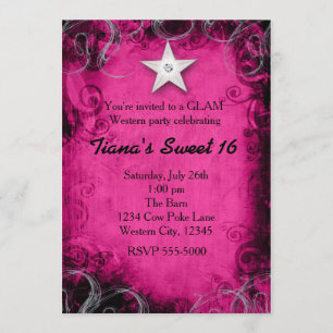 Invitation de fête de star de grunge cowgirl occid