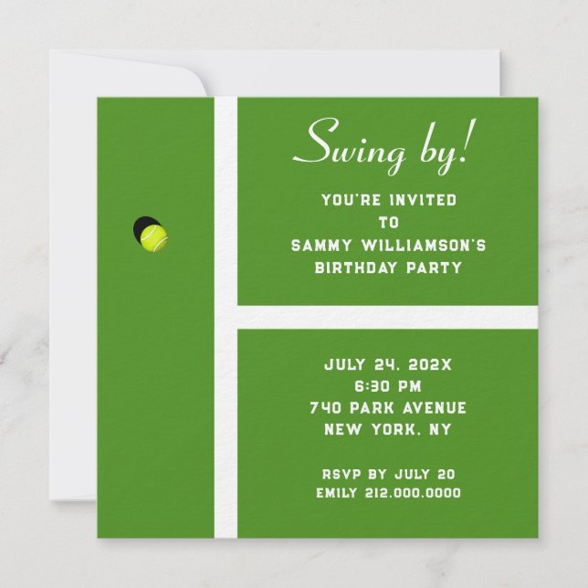 Invitation de fête de tennis créative (Devant)