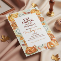 Invitation de fête de Thanksgiving à l'aquarelle