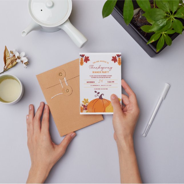 Invitation de fête de Thanksgiving pour dîner avec (Créateur téléchargé)