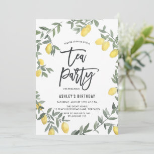 Invitation de fête de thé à la couronne de citron
