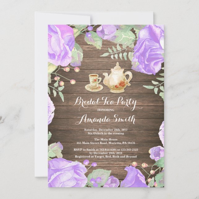 Invitation de fête de thé de douche de mariée rust (Devant)