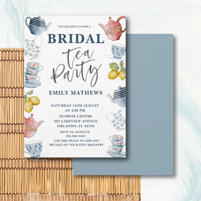 Invitation de fête de thé de mariage à l'aquarelle (Créateur téléchargé)
