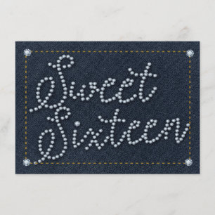 Invitation de fête de type SWEET 16 Denim & Diamon
