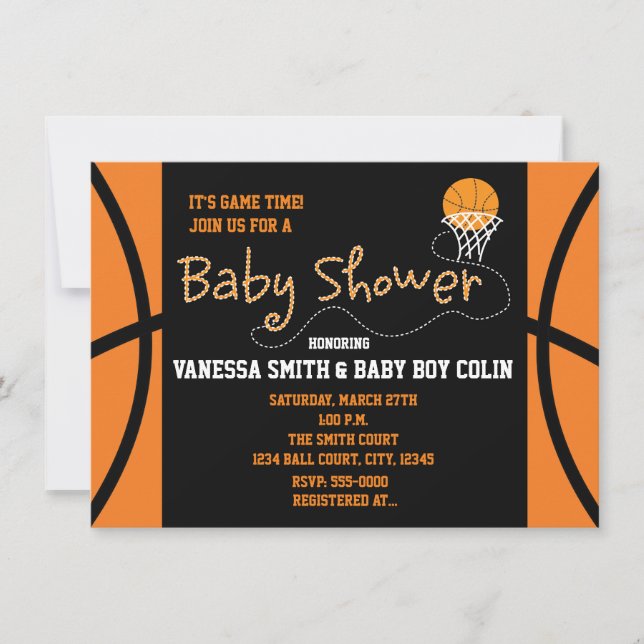 Invitation de fête de typographie BASKETBALL BABY  (Devant)