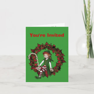 Invitation de fête de vacances de Noël d'Elf de