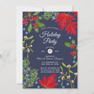 Invitation de fête de vacances de plantes botaniqu