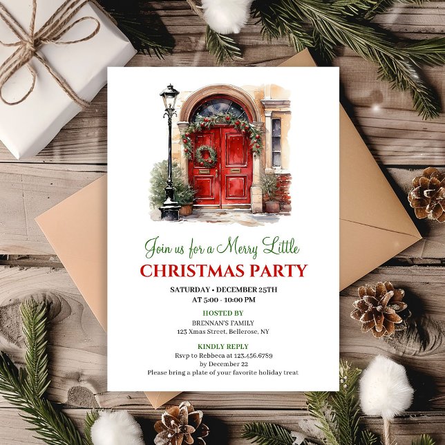 Invitation de fête de vacances de scène hivernale  (Whimsical Winter scene holiday party invitation

)
