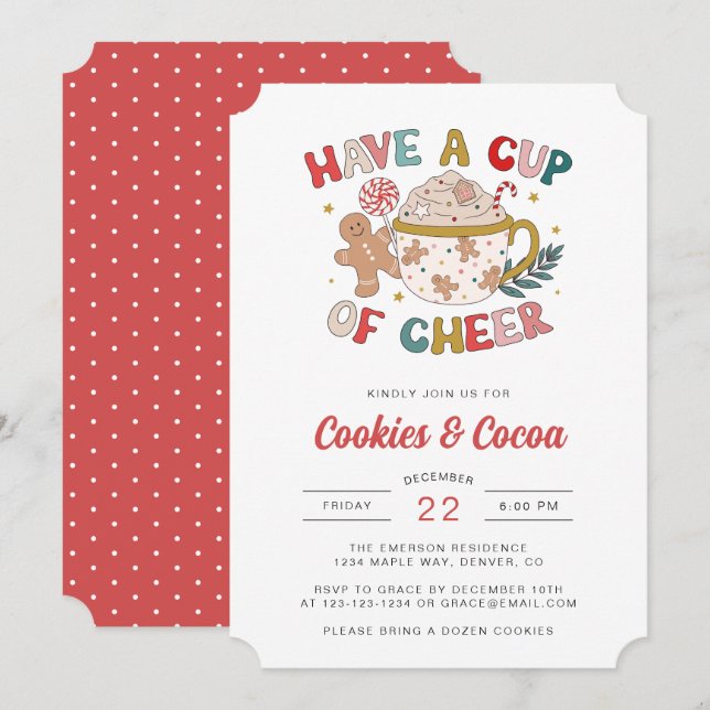 Invitation de fête de vacances mignonne (Devant / Derrière)