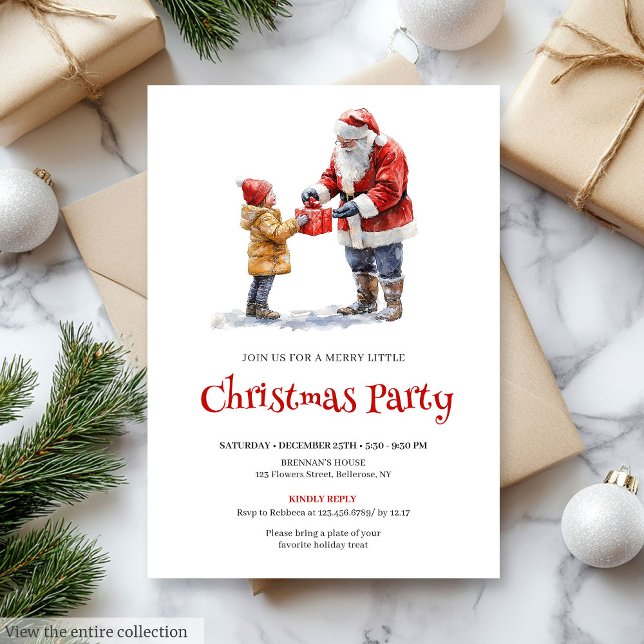 Invitation de fête de vacances pour enfants éditab (Merry Santa Editable Kids Holiday Party Invite

)