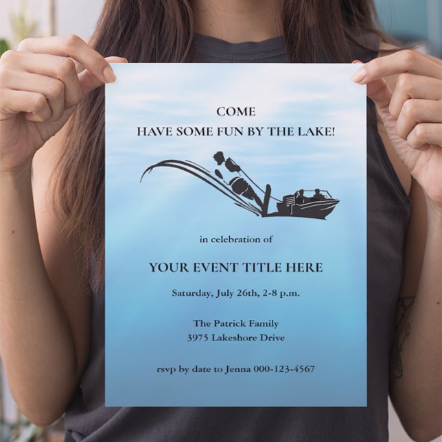 Invitation de fête de water ski et wakeboard à la  (Créateur téléchargé)
