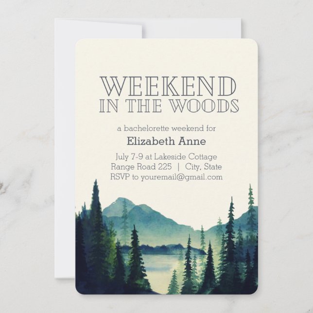 Invitation de fête de week-end dans les bois (Devant)