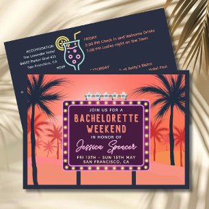 Invitation de fête de week-end de célibataire rétr