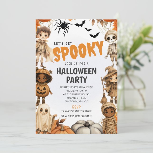 Invitation de fête déguisée d'Halloween pour enfan (Debout devant)