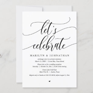 Invitation de fête d'élopement de mariage, célébro