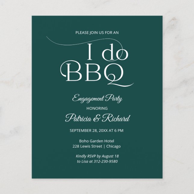 Invitation de fête d'engagement Budget I DO BBQ (Devant)