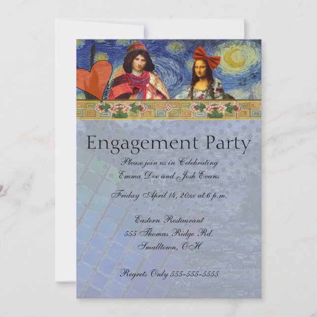 Invitation de fête d'engagement fantaisiste (Devant)