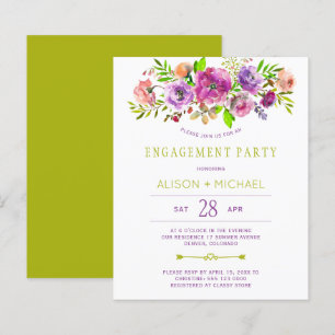 Invitation de fête d'engagement florale rustique à