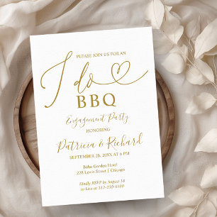 Invitation de fête d'engagement Gold I DO BBQ